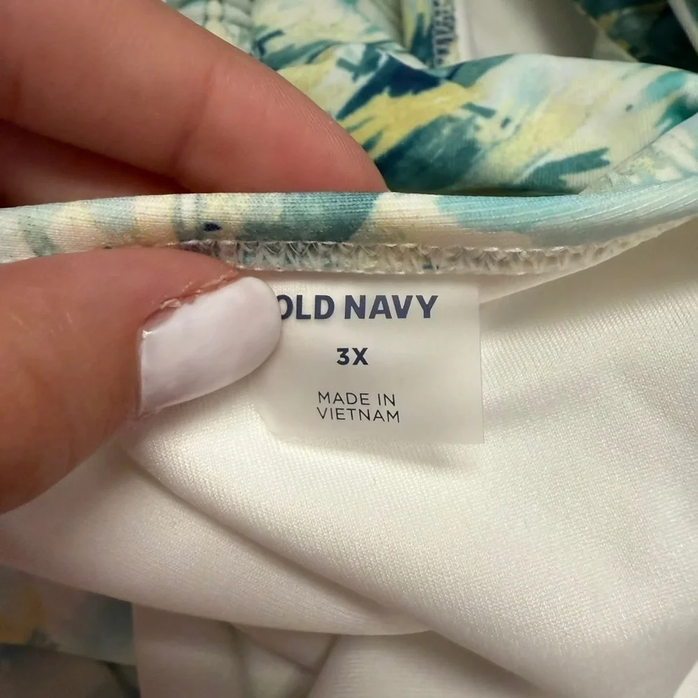 Old Navy Blue Scenic V-Neck One Piece Swim Suit - New - Size 3X